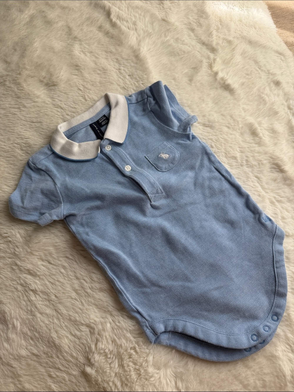 Janie and Jack Light Blue Polo-Style One-Piece with White Collar